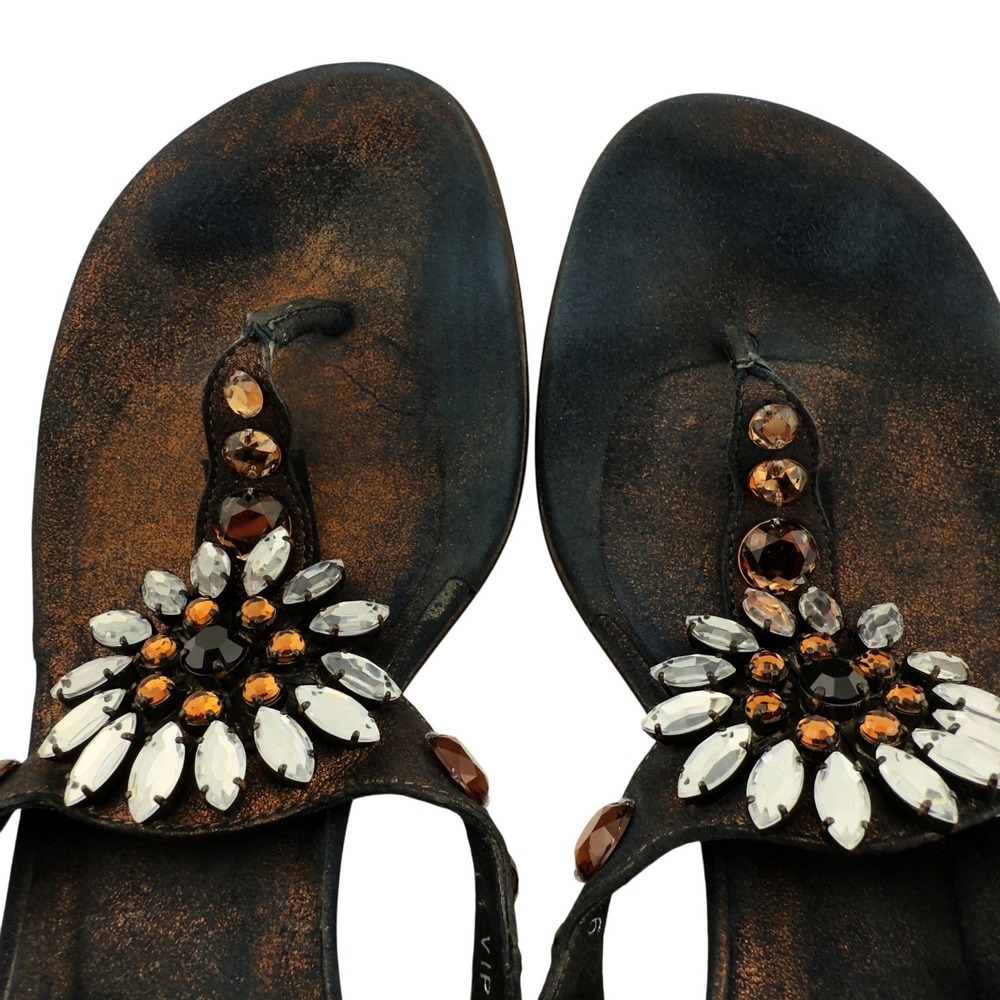 Donald J. Pliner Black Jeweled Thong Sandals - Picture 15 of 15
